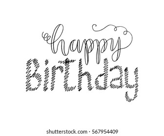 Happy Birthday. Greeting Card. Modern Calligraphy
