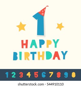 Happy Birthday Greeting Card Number Editable Stock Vector (Royalty Free ...