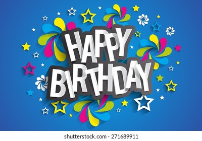 Feliz Cumpleaños Tarjeta De Saludo En La Ilustración Del Vector De Fondo