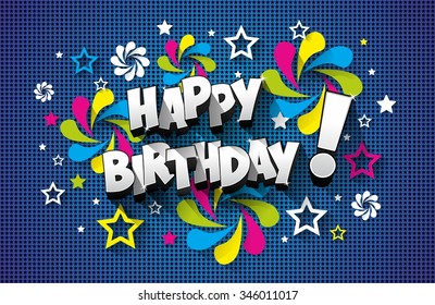 Happy Birthday Greeting Card On Background Vector Illustration