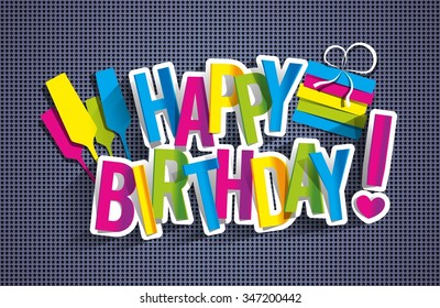 Happy Birthday Greeting Card On Background vector Illustration