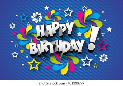 Happy Birthday Greeting Card On Background vector Illustration