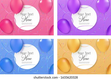 Happy birthday greeting card and party invitation collection, vector illustration, hand drawn style