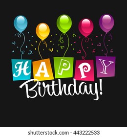 Happy birthday greeting card with party balloons