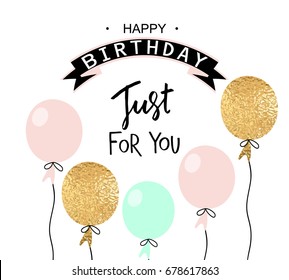 Happy birthday greeting card and party invitation template with balloons. Vector illustration