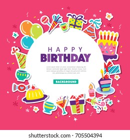 Happy Birthday Greeting Card With Party Elements