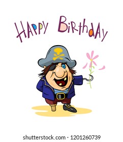 happy birthday greeting card. pirate.