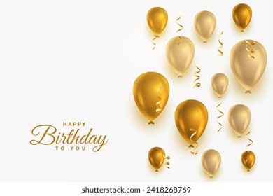 happy birthday greeting card poster with balloon decoration vector