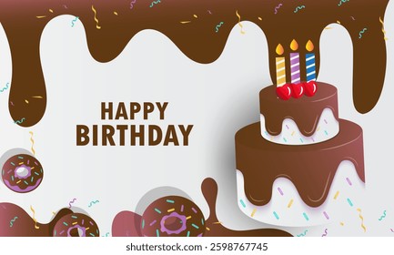 Happy birthday greeting card poster collection set, Birthday greeting template design with cupcake and colorful balloons decoration elements for party invitation card background.