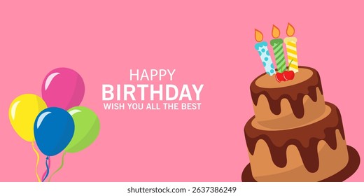 Happy Birthday greeting card poster, banner and invitation templates with glitter elements. Trendy and minimalist with pastel colours, collection of birthday cover with copy space with cake, baloons.