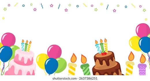 Happy Birthday greeting card poster, banner and invitation templates with glitter elements. Trendy and minimalist with pastel colours, collection of birthday cover with copy space with cake, baloons.