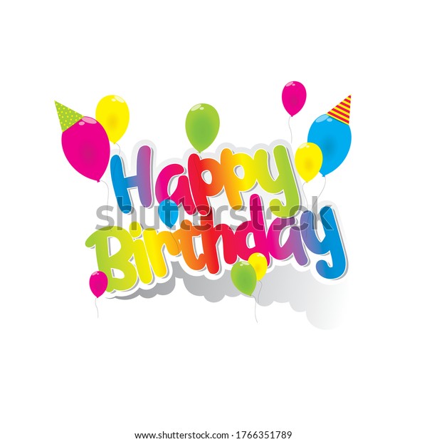 Happy Birthday Greeting Card Rainbow Text Stock Vector (Royalty Free ...