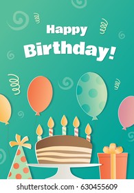 Happy Birthday greeting card. A realistic image that simulates paper.