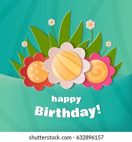 Happy Birthday greeting card. A realistic image that simulates paper.