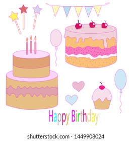 Happy Birthday Greeting Card Typography with Gift Present Illustration and Confetti Ornament Decoration. 