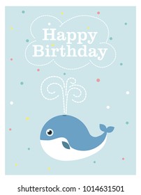 Happy Birthday greeting card . Vector illustration.
