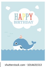 Happy Birthday greeting card . Vector illustration.
