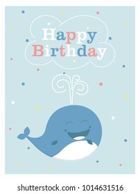 Happy Birthday greeting card . Vector illustration.