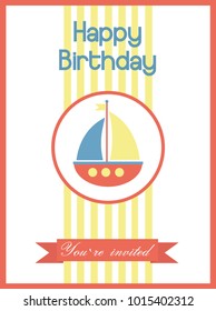 Happy Birthday greeting card . Vector illustration