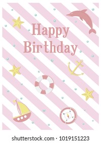 Happy Birthday greeting card . Vector illustration.
