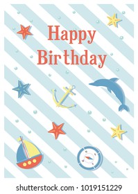 Happy Birthday greeting card . Vector illustration.
