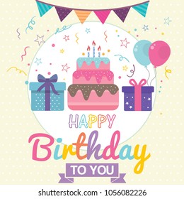 Happy Birthday Greeting Card. Vector illustration