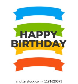 Happy birthday Greeting card vector template. Happy birthday red banner and baloons
