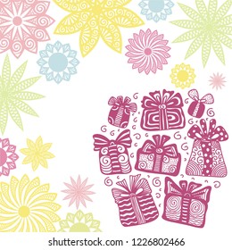 Happy birthday greeting card. Vector illustration