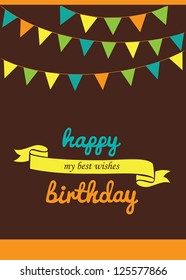 happy birthday greeting card. vector illustration