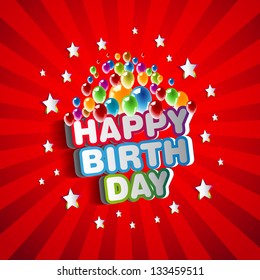 Happy Birthday Greeting Card - Vector Illustration