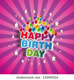 Happy Birthday Greeting Card - Vector Illustration