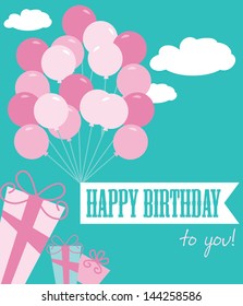 happy birthday greeting card. vector illustration