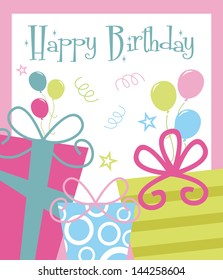 happy birthday greeting card. vector illustration