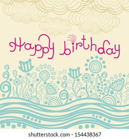 Happy birthday greeting card vector illustration