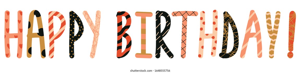 Happy Birthday Greeting Card. Vector illustration of colorful letters on a white background