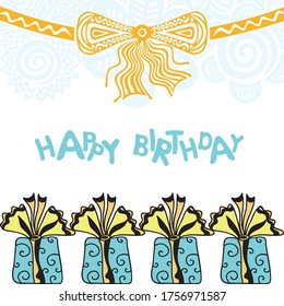 Happy birthday greeting card. Vector illustration