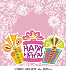Happy birthday greeting card vector illustration