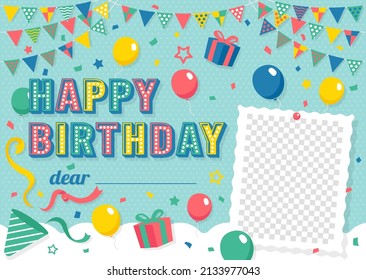 Happy birthday greeting card vector illustration (with a space where you can write your name freely)