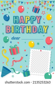 Happy birthday greeting card vector illustration (with a space where you can write your name freely)