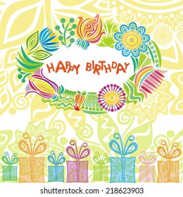 Happy birthday greeting card vector illustration