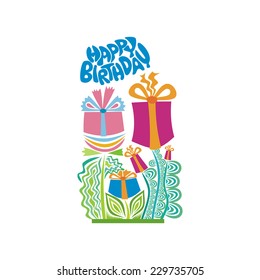 Happy birthday greeting card vector illustration