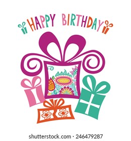 Happy birthday greeting card vector illustration