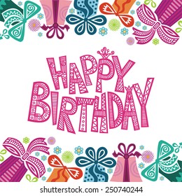 Happy birthday greeting card vector illustration