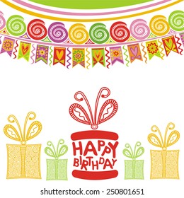 Happy birthday greeting card vector illustration