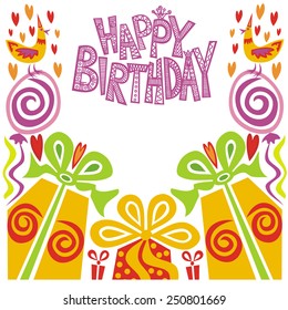 Happy birthday greeting card vector illustration