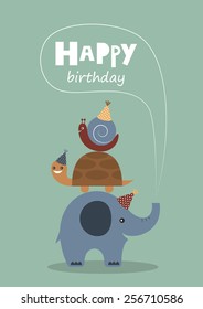 happy birthday greeting card. vector illustration