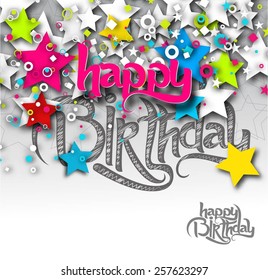 Happy Birthday Greeting Card, Vector Illustration