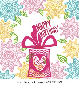 Happy birthday greeting card vector illustration