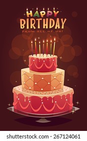 Happy Birthday greeting card. Vector illustration.