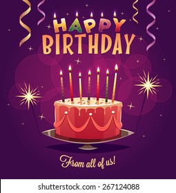 Happy Birthday greeting card. Vector illustration.